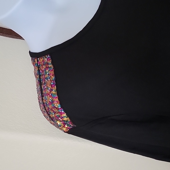 Lane Bryant Multi Color sequined shoulder long sleeve top black size 18/20 NWOT - Picture 4 of 11